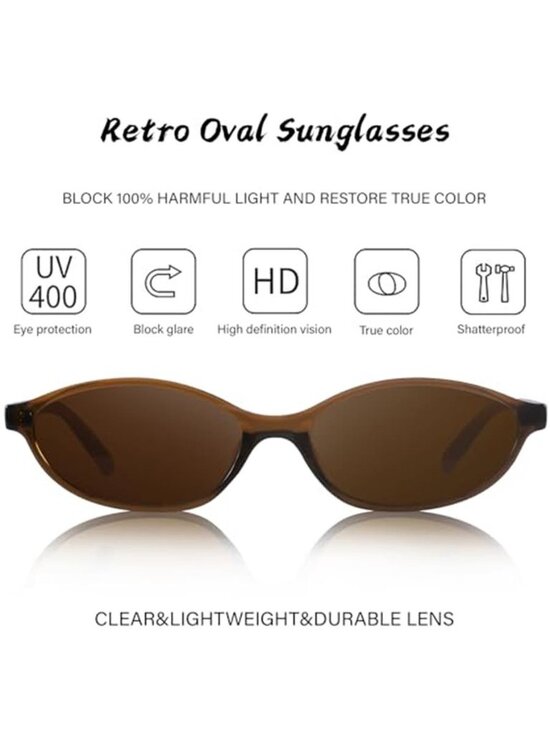 4 Pack Women\'s Retro Oval Cat Eye Sunglasses Y2k Designer Trendy Narrow Shades